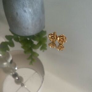 Monet Vintage Earrings Stubs Rose Bubs